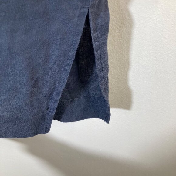Womens PureJill Linen Tunic 1/2 Sleeve Navy Side Slit M - Picture 6 of 8